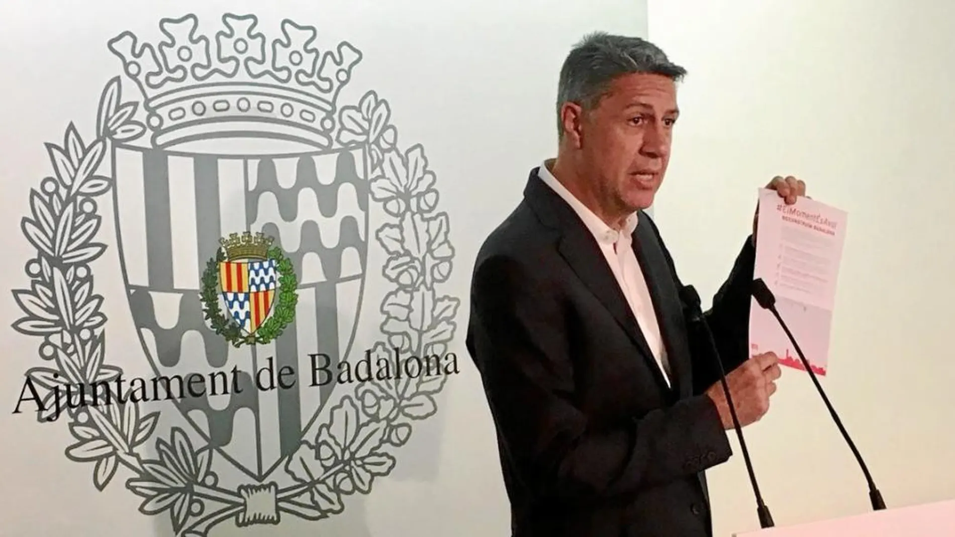 El líder del PP y ex alcalde de Badalona, Xavier García Albiol, ayer en rueda de prensa