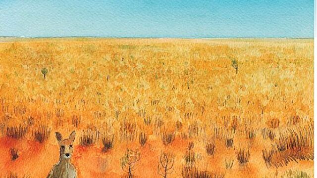 Una de las páginas de la historia que escribe Gabi Martínez y dibuja Tyto Alba con los paisajes de Australia como telón de fondo