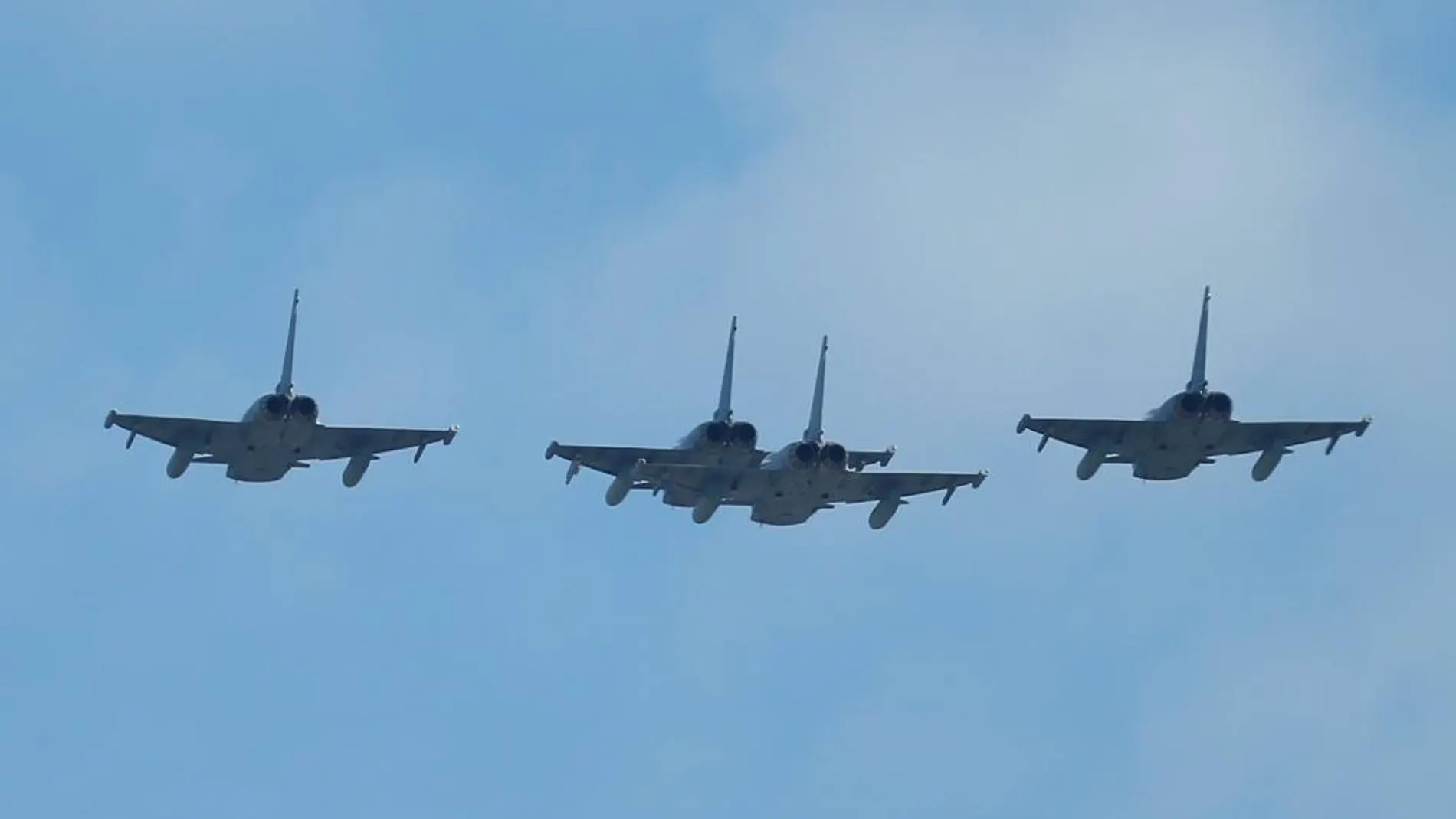 Los cuatro Eurofighter que han participado en el desfile