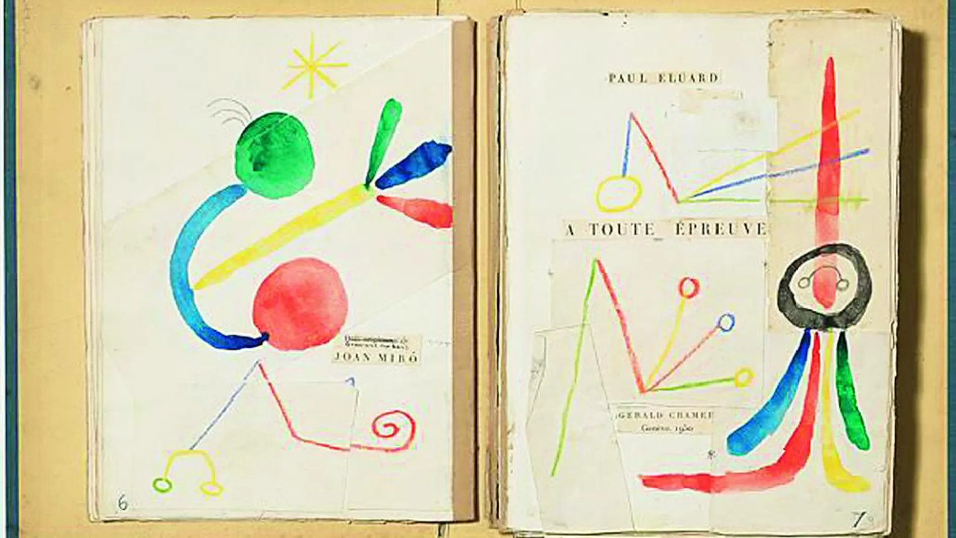 Maqueta de «À toute épreuve», la obra en la que colaboraron Joan Miró y el poeta surrealista Paul Éluard.