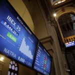 Paneles informativos de la Bolsa de Madrid