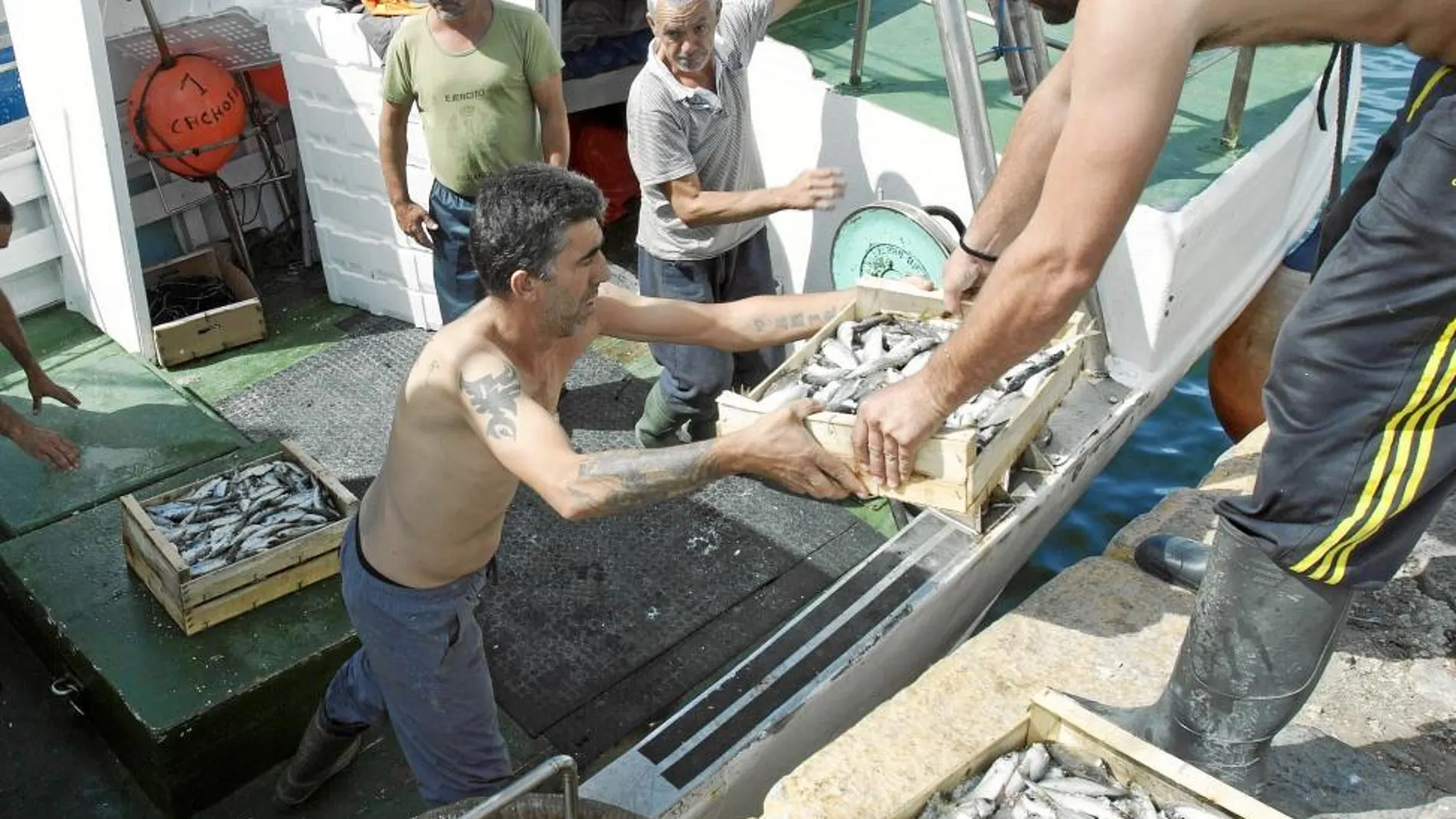 Pescadores en Barbate (Cádiz), tras regresar de faenar en Marruecos / Efe