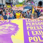 Manifestación celebrada ayer en Barcelona por el Primero de Mayo para reivindicar la libertad de los presos y rechazar la aplicación del 155 en Cataluña