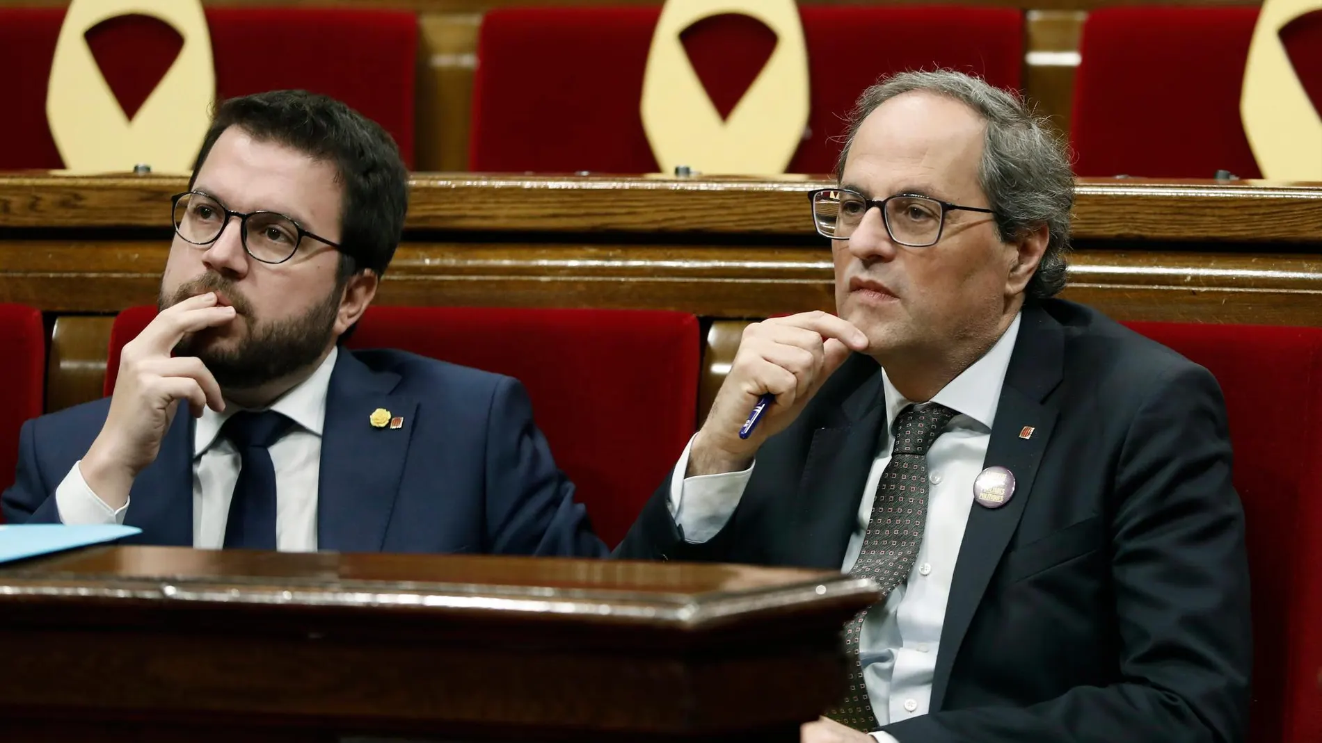 El presidente de la Generalitat, Quim Torra, junto a su vicepresidente, Pere Aragonés/Efe