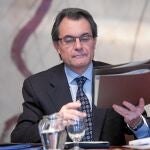 El presidente de la Generalitat, Artur Mas, ayer al inicio del Consell Executiu del Govern