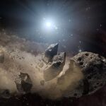 El asteroide que impactó en la Tierra, en una recreación de la NASA