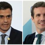 El jefe del Ejecutivo, Pedro Sánchez, y el presidente del PP, Pablo Casado