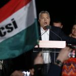 El primer ministro húngaro Viktor Orbán celebra su victoria en las elecciones