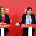 La vicesecretaria general del PSOECyL, Virginia Barcones, y la secretaria de Organización, Ana Sánchez, comparecen ante la prensa tras la reunión de la Permanente de la Comisión Ejecutiva Autonómica del partido