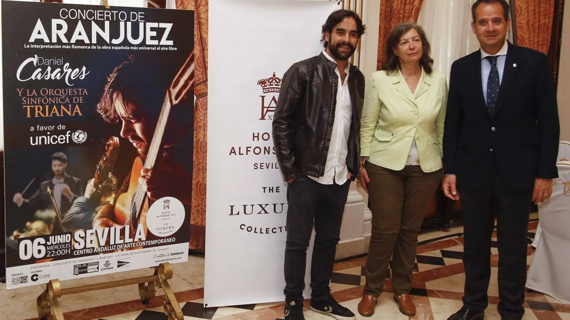 Un momento de la presentación del concierto en el hotel Alfonso XIII de Sevilla