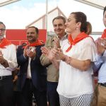 Ignacio Robles ,Ábalos, Zapatero, Virginia Barcones y Javier Cendón, durante la Fiesta de la Rosa