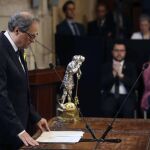 El presidente de la Generalitat, Quim Torra, durante su discurso en el acto de toma de posesión del nuevo Govern/ Efe