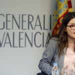La vicepresidenta y portavoz del Consell, Mónica Oltra, durante la rueda de prensa que sucede a la reunión semanal del pleno del Gobierno valenciano