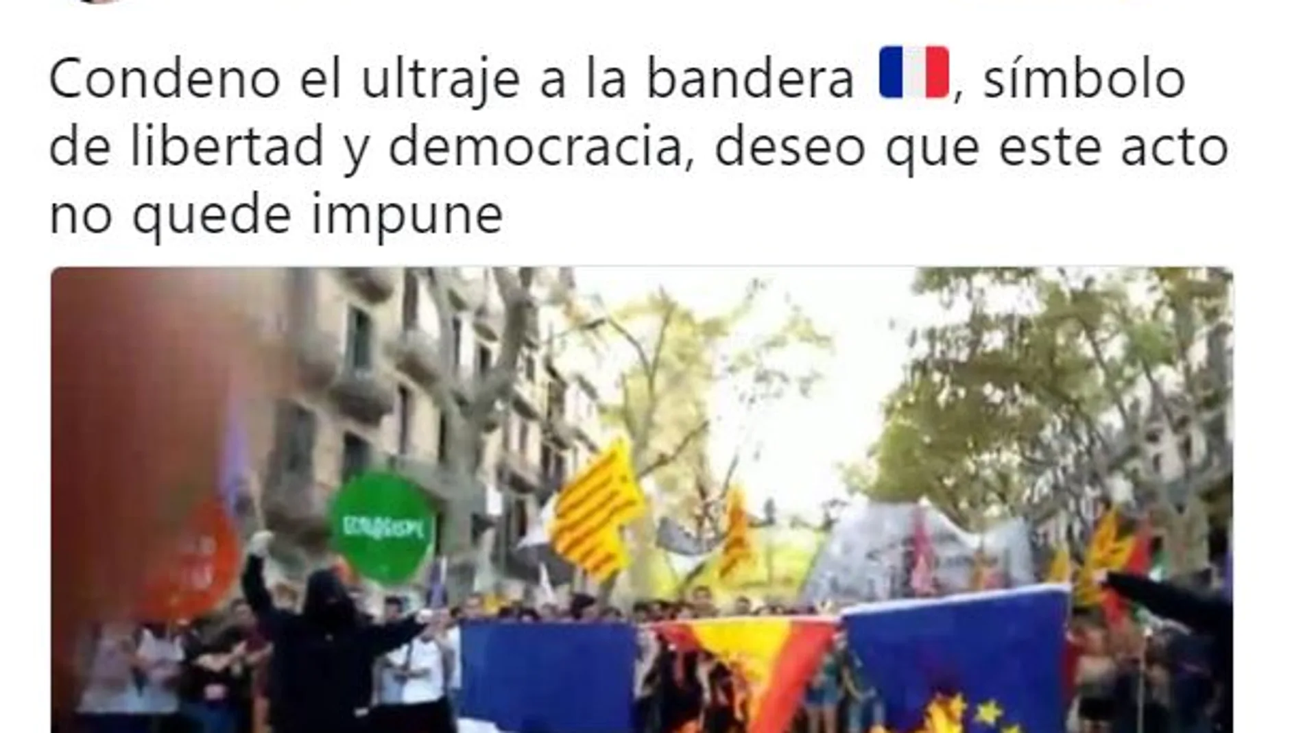 Francia pide que el «ultraje» a su bandera en Barcelona «no quede impune»