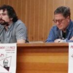 José Sarrión junto a Javier Gutiérrez en la jornada sobre Paco Fernández Buey