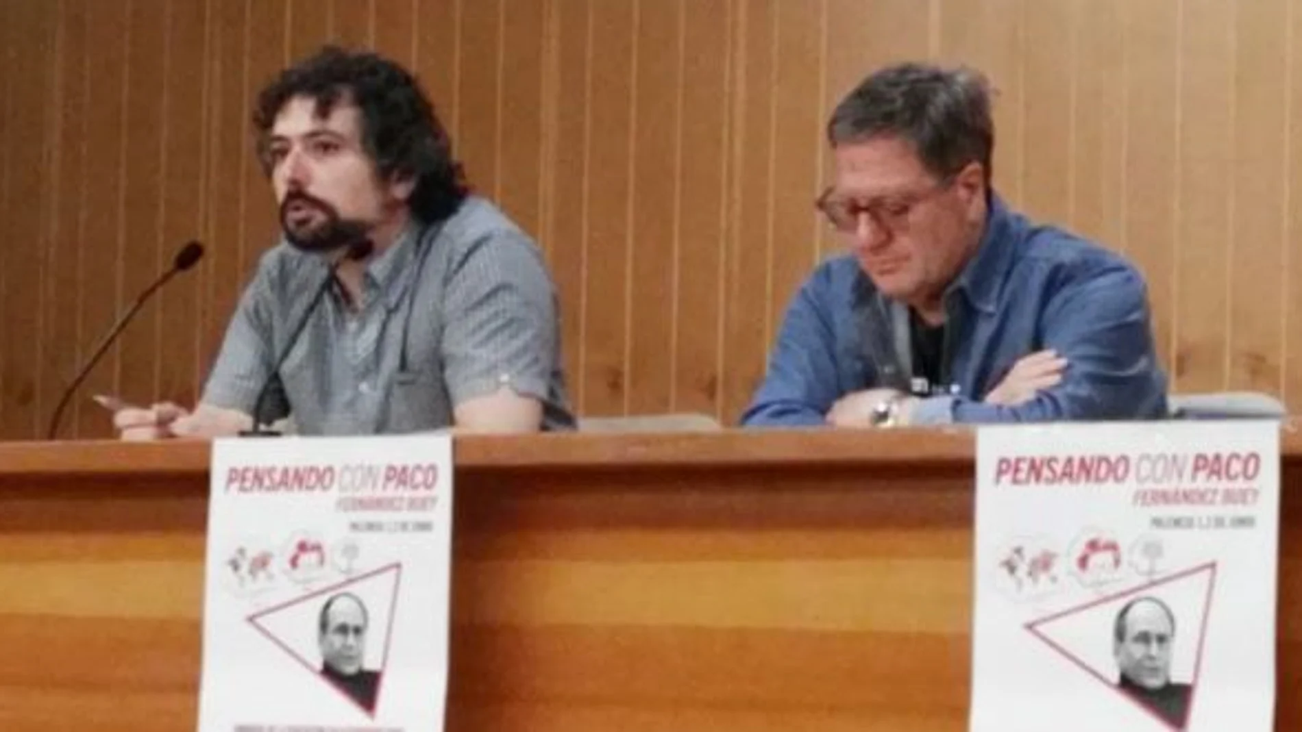 José Sarrión junto a Javier Gutiérrez en la jornada sobre Paco Fernández Buey