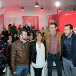 Luis Tudanca, Teresa López, Pedro Sánchez y Óscar Puente, ayer en Valladolid, al inicio de la asamblea abierta
