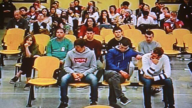 Imagen del juicio contra los agresores de dos guardias civiles y sus parejas en Alsasua en la Audiencia Nacional. @. C.PASTRANO.