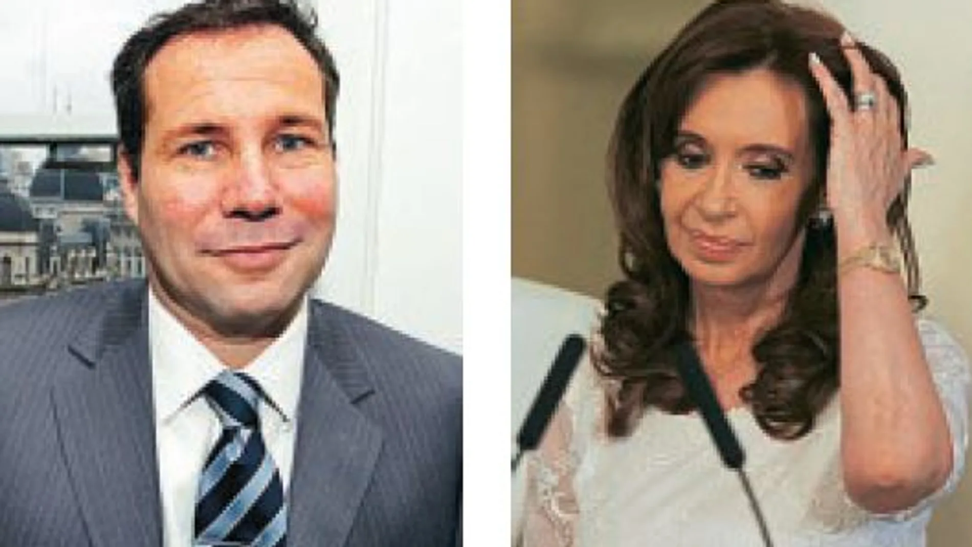 El fiscal Nisman (izq.) y la ex presidenta argentina, Cristina de Kirchner (dcha.)