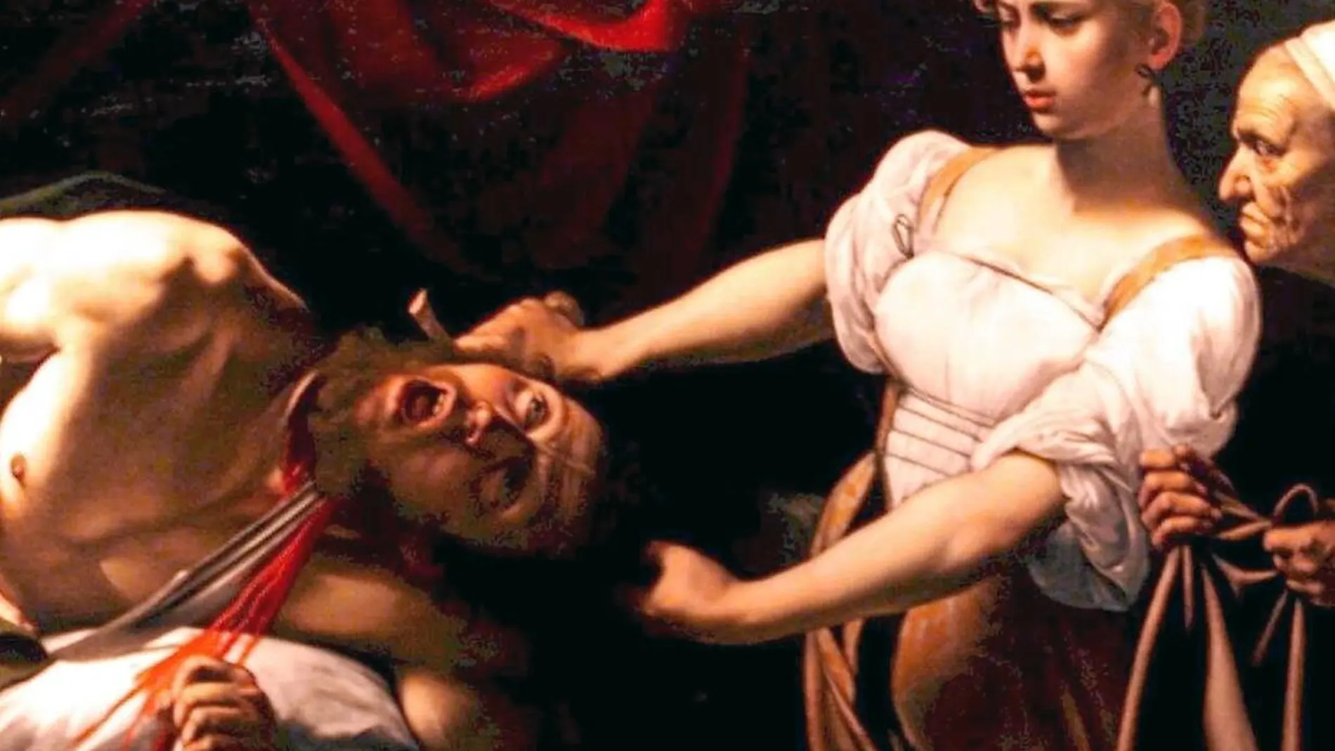 Fragmento de «Judith y Holofernes» (1599), de Caravaggio, una de las obras que reflejan la violenta pincelada y crudeza realista del pintor