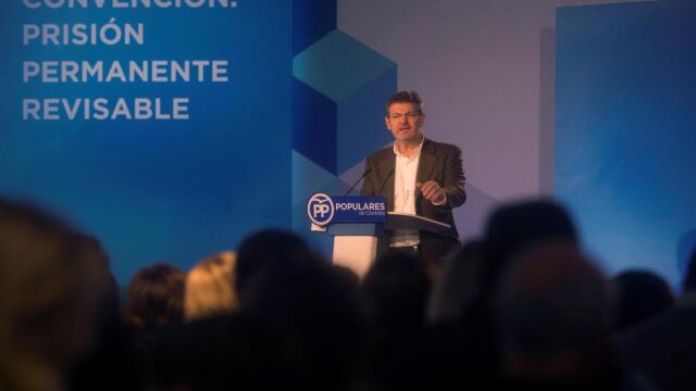 El ministro de Justicia, Rafael Catalá, interviene en la Convención Nacional del PP sobre la prisión permanente revisable que se celebra en Córdoba