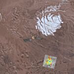 Imagen del lago subterráneo hallado en la región llamada Plamun Australe, localizada en el polo sur de Marte / Fotos: Davide Coero Borga/INAF/ESA via AP