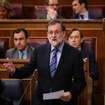 El presidente del Gobierno, Mariano Rajoy, hoy en el Congreso