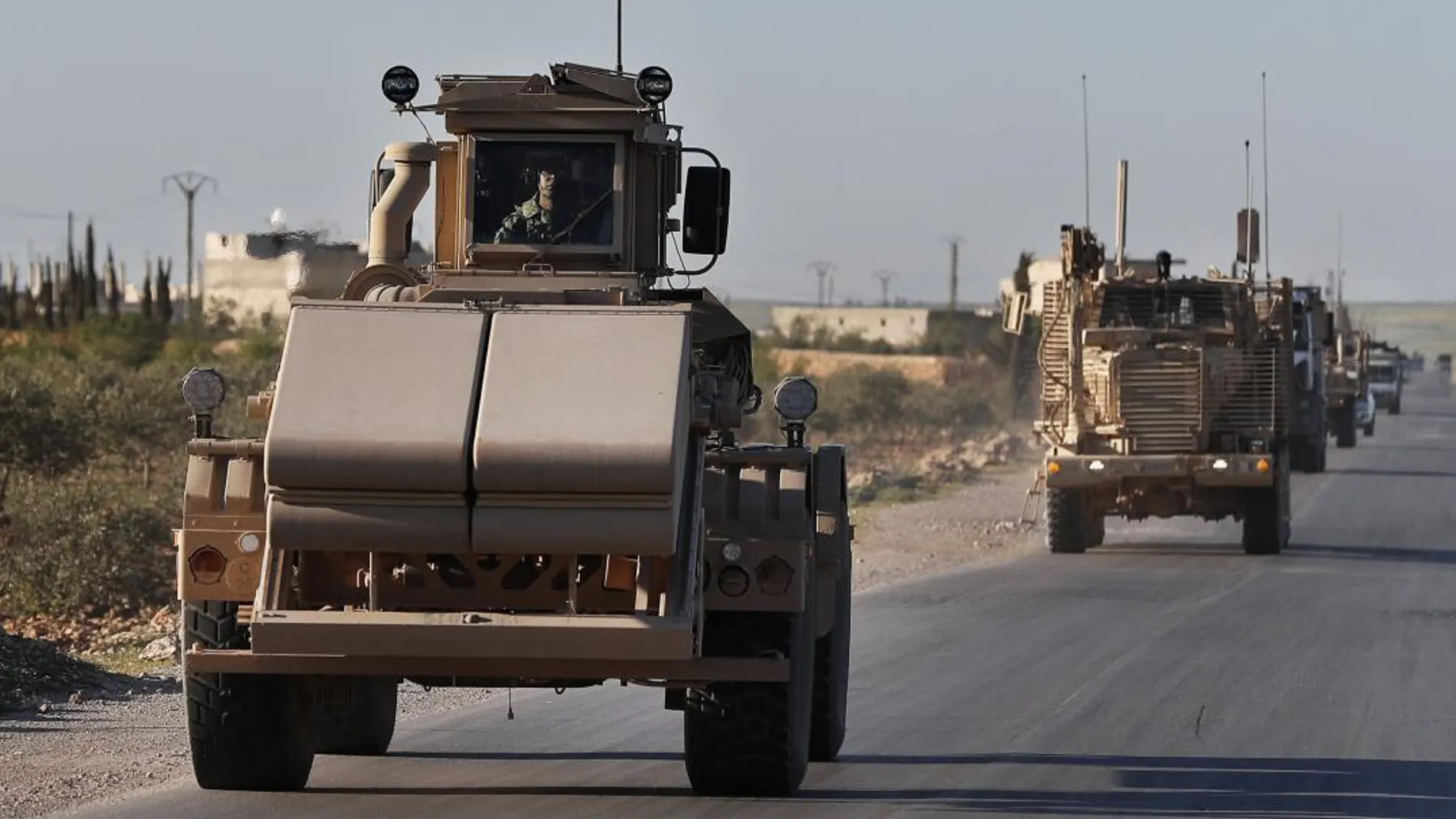 Vehículos de las tropas norteamericanas en el norte de Siria