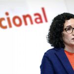 La secretaria general de ERC, Marta Rovira, durante su intervención esta mañana en la reunión del Consell Nacional del partido celebrada hoy en Barcelona