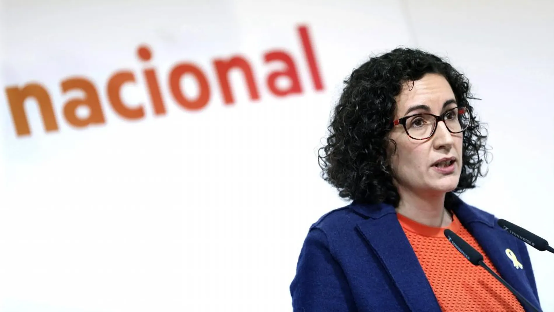 La secretaria general de ERC, Marta Rovira, durante su intervención esta mañana en la reunión del Consell Nacional del partido celebrada hoy en Barcelona