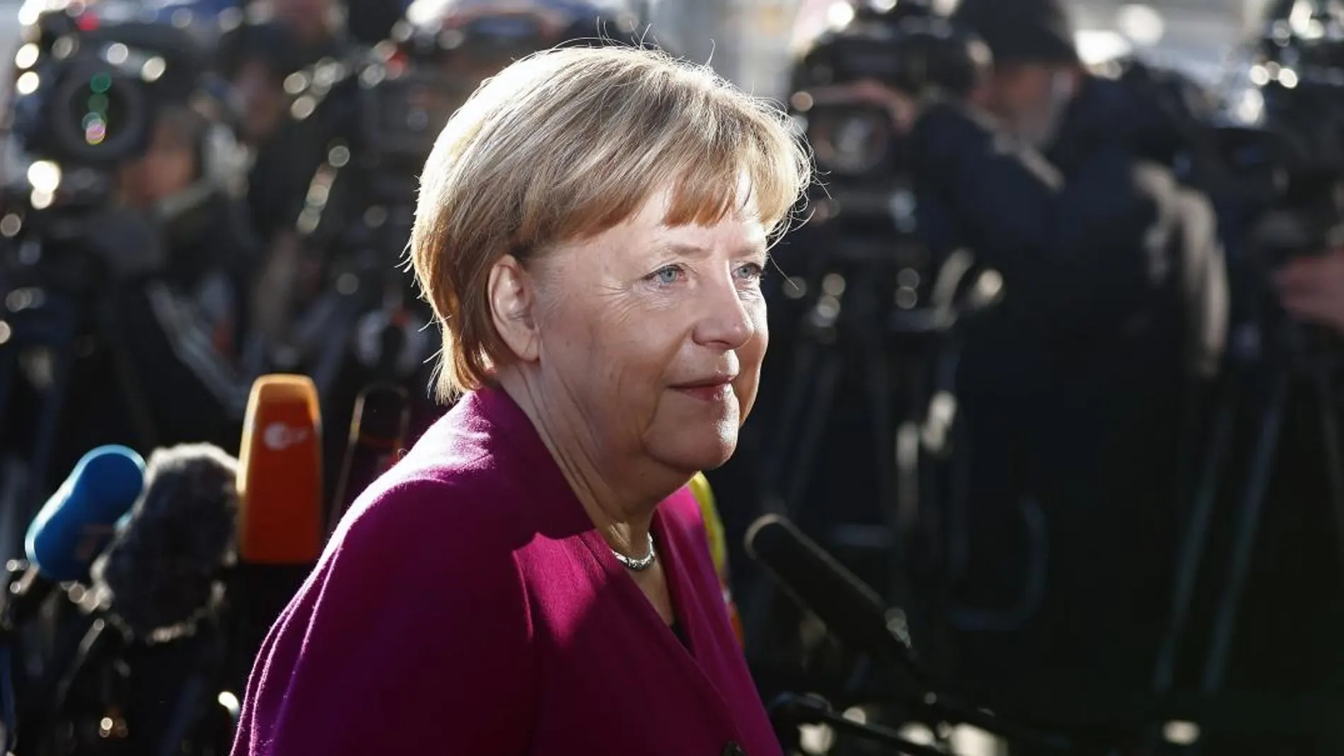 Angela Merkel, a la llegada a la reunión en la sede de su partido en Berlín