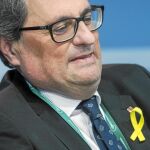 El presidente de la Generalitat, Quim Torra, ayer en su primera intervención ante los empresarios en las XXXIV jornadas del Círculo de Economia celebradas en Sitges/ Efe