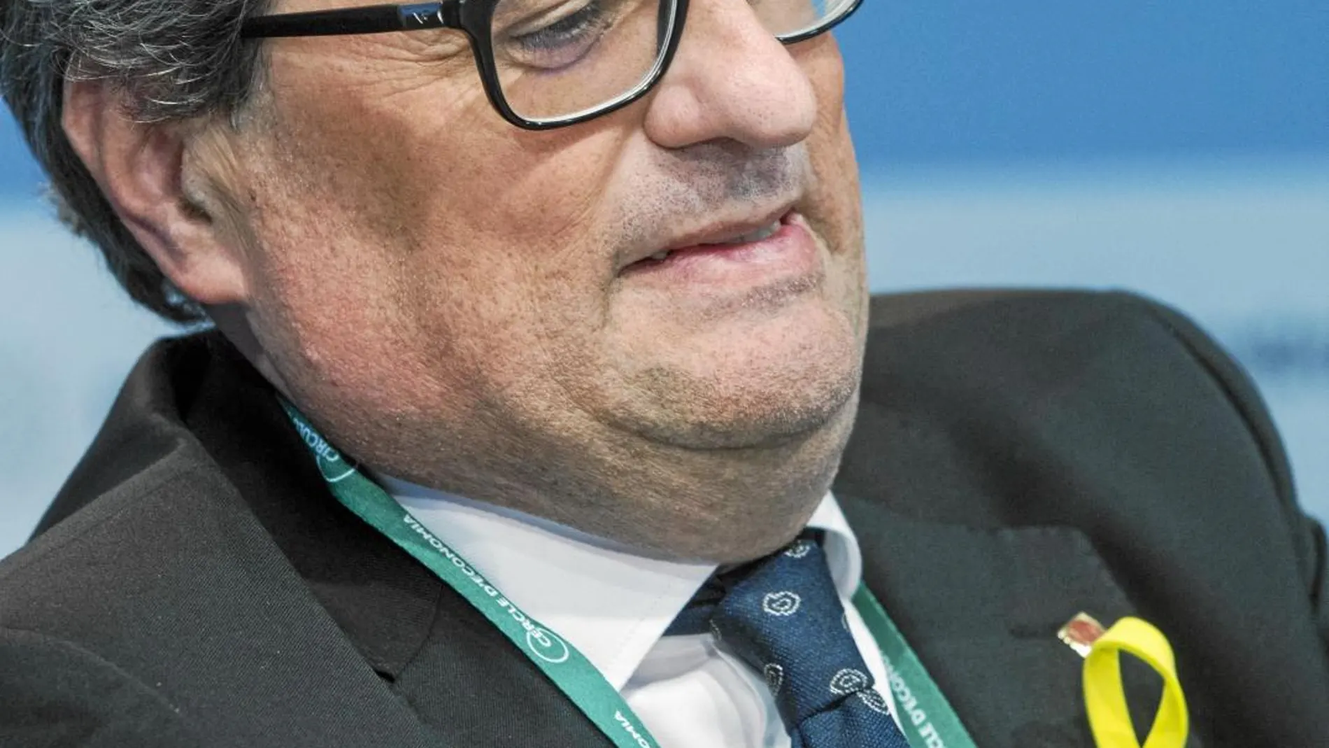 El presidente de la Generalitat, Quim Torra, ayer en su primera intervención ante los empresarios en las XXXIV jornadas del Círculo de Economia celebradas en Sitges/ Efe
