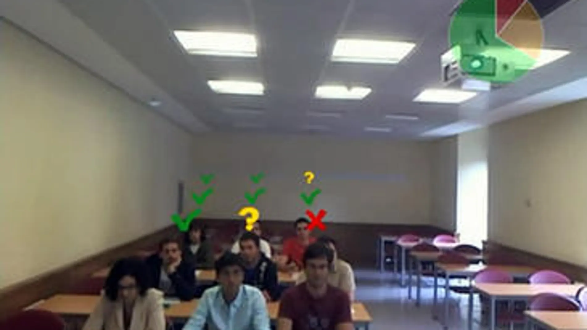 Las gafas inteligentes permiten ver los símbolos que activan los alumnos con el móvil