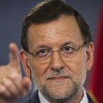Mariano Rajoy, durante la rueda de prensa que ha ofrecido junto al primer ministro de Polonia, Donald Tusk