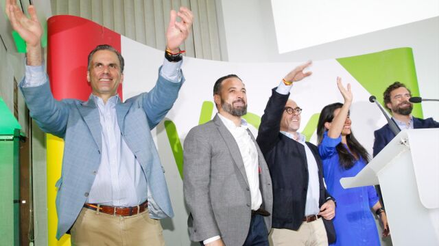 El candidato de Vox, Javier Ortega Smith en la noche electoral