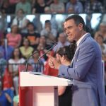 El líder del PSOE, Pedro Sánchez, ayer, en un mitin en Vigo de la campaña a las municipales, autonómicas y europeas del 26 de mayo