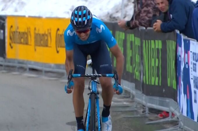 Mikel Landa, a su llegada a la meta de la etapa del Giro.