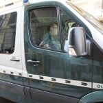 El ex tesorero del PP Luis Bárcenas a su llegada hoy a la Audiencia Nacional en un furgón de la Guardia Civil desde la prisión madrileña de Soto del Real