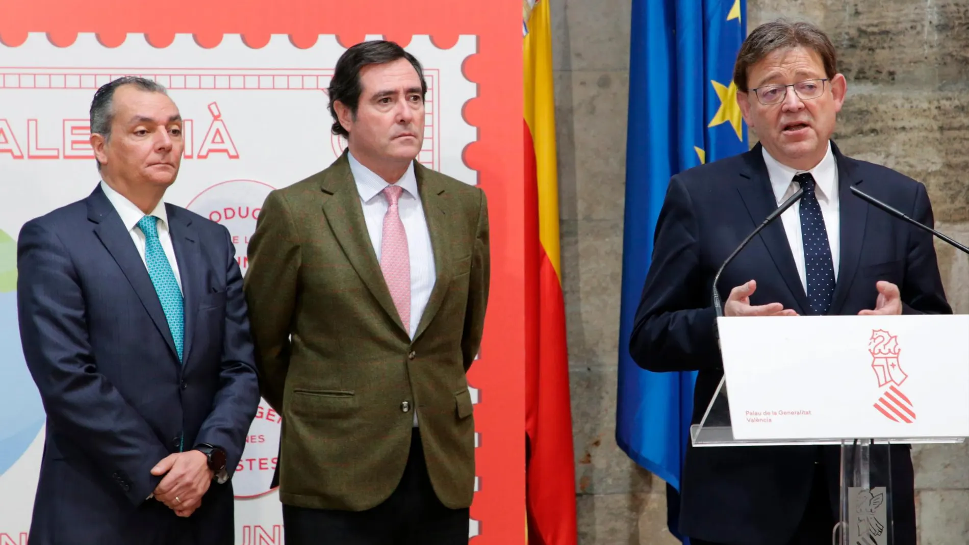 El presidente de la CEOE, Antonio Garamendi, y el de la patronal autonómica valenciana, Salvador Navarro, se reunieron ayer con el jefe del Consell, Ximo Puig
