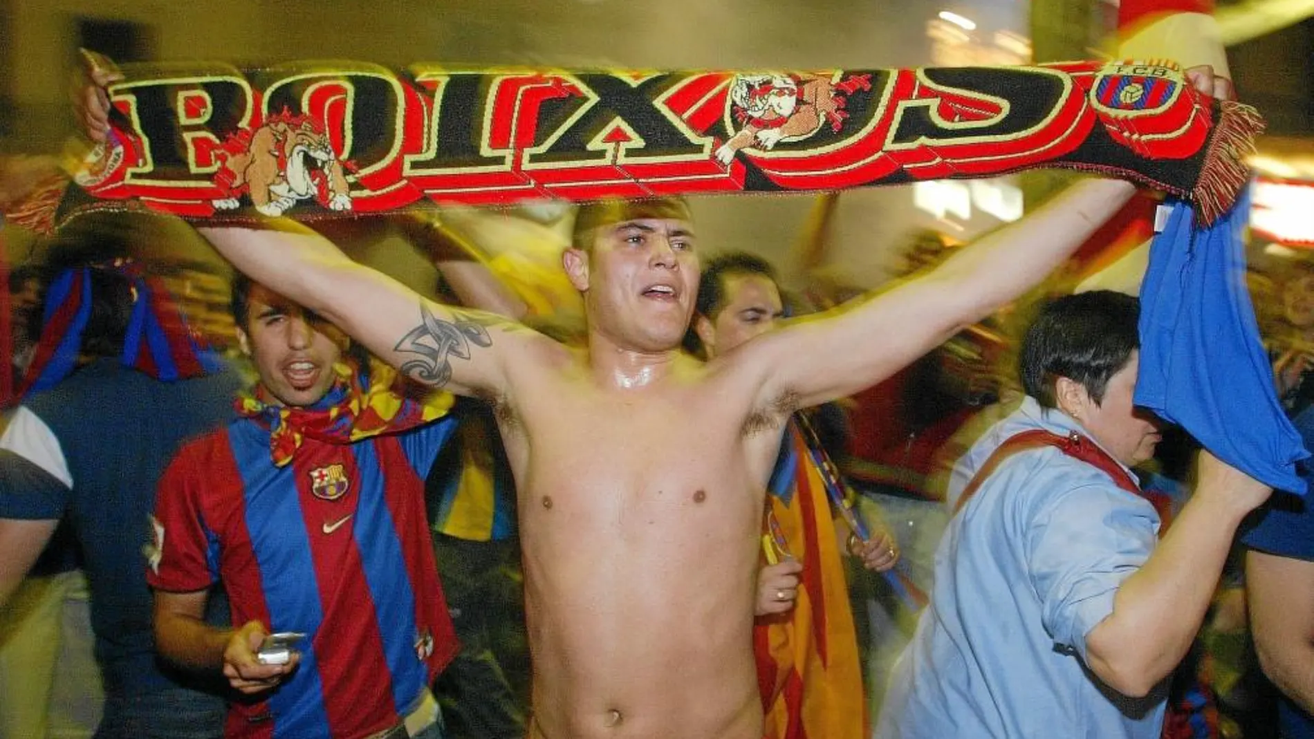 Aficionados radicales del FC Barcelona en una foto de archivo