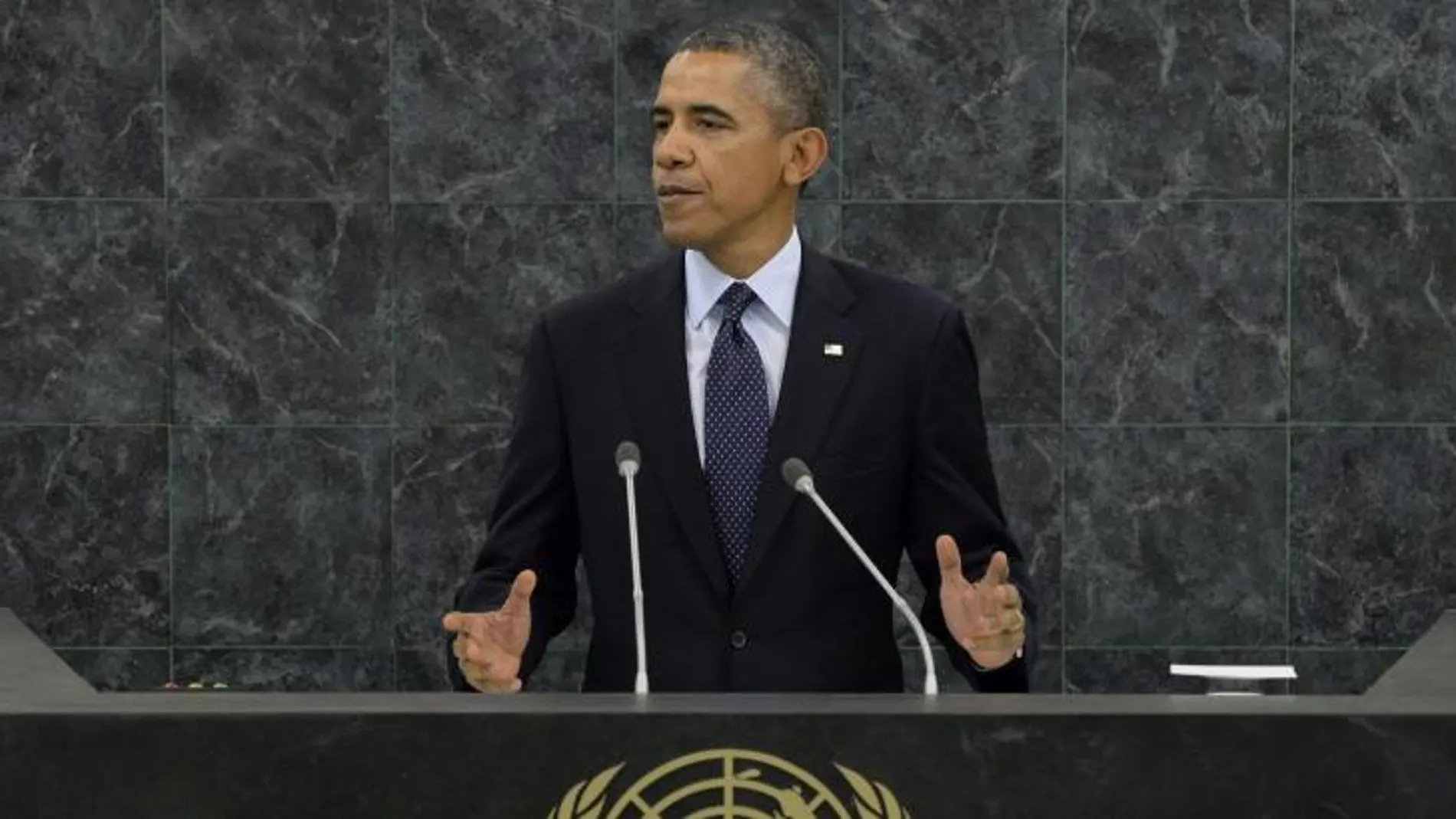 El presidente de Estados Unidos, Barack Obama, pronuncia un discurso durante su intervención en el debate general de la 68ª sesión de la Asamblea General de Naciones Unidas hoy, martes 24 de septiembre de 2013 en su sede en Nueva York (Estados Unidos).