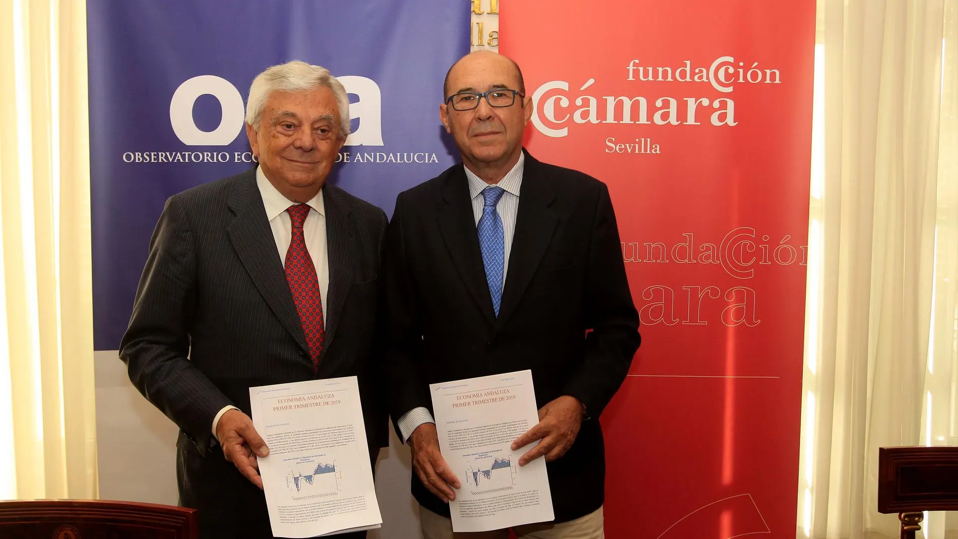 Francisco Herrero y Francisco Ferraro, en la presentación del informe en la Cámara de Comercio de Sevilla / Foto: Manuel Olmedo