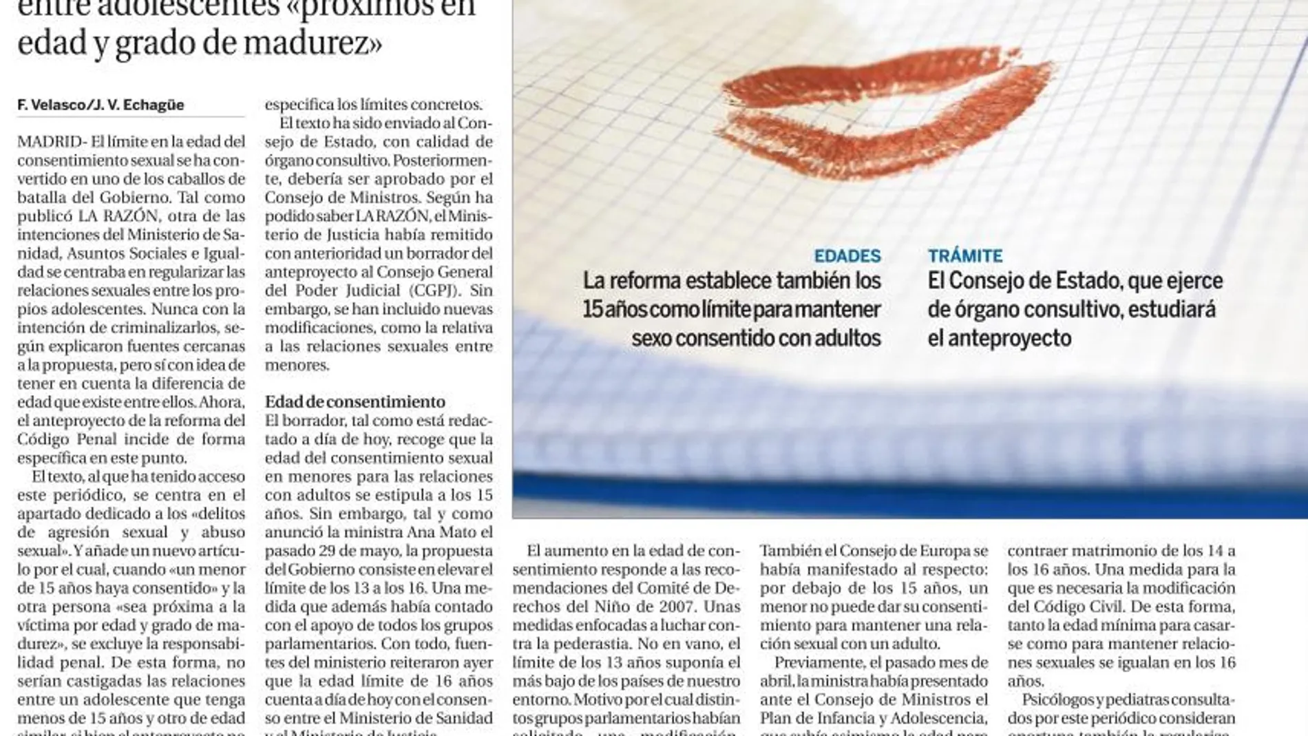 LA RAZÓN adelantó el julio la reforma del Código Penal que eleva la edad de consentimiento sexual y las relaciones entre menores