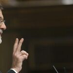 Mariano Rajoy, durante su comparecencia ante el pleno del Congreso en el que ha anunciado que el director del CNI, Félix Sánz Roldán, comparecerá para informar del supuesto espionaje de Estados Unidos a España.