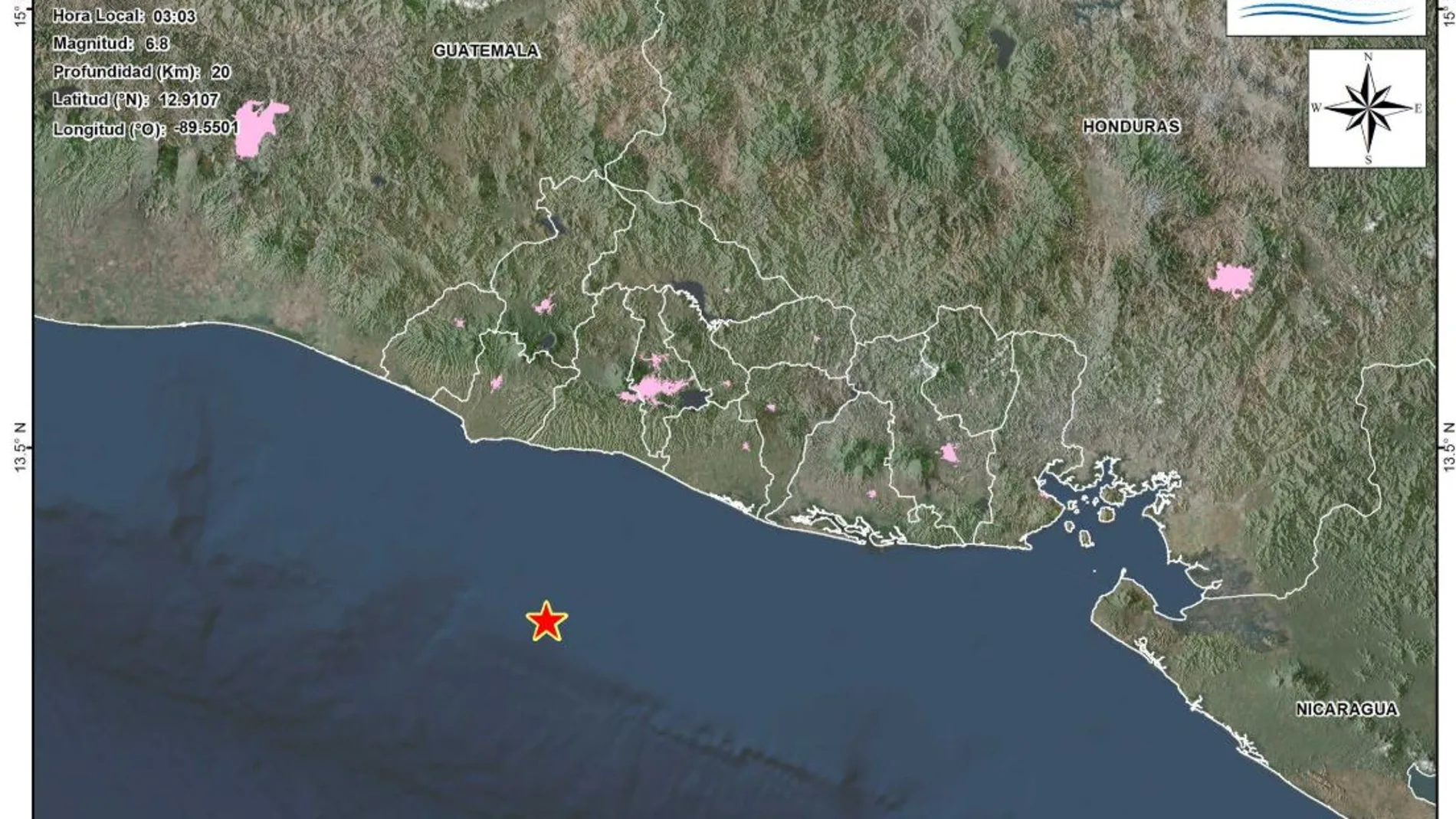 Un terremoto de magnitud 6,8 provoca fuertes temblores en El Salvador