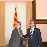 Mas, ayer, junto a De Gispert en la reunión que celebraron por la tarde en el Parlament