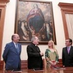El acto de la firma del convenio rubricado ayer con la presencia de Juan José Asenjo, Rafael Herrador, Juan Reguera y Pilar Lacasta
