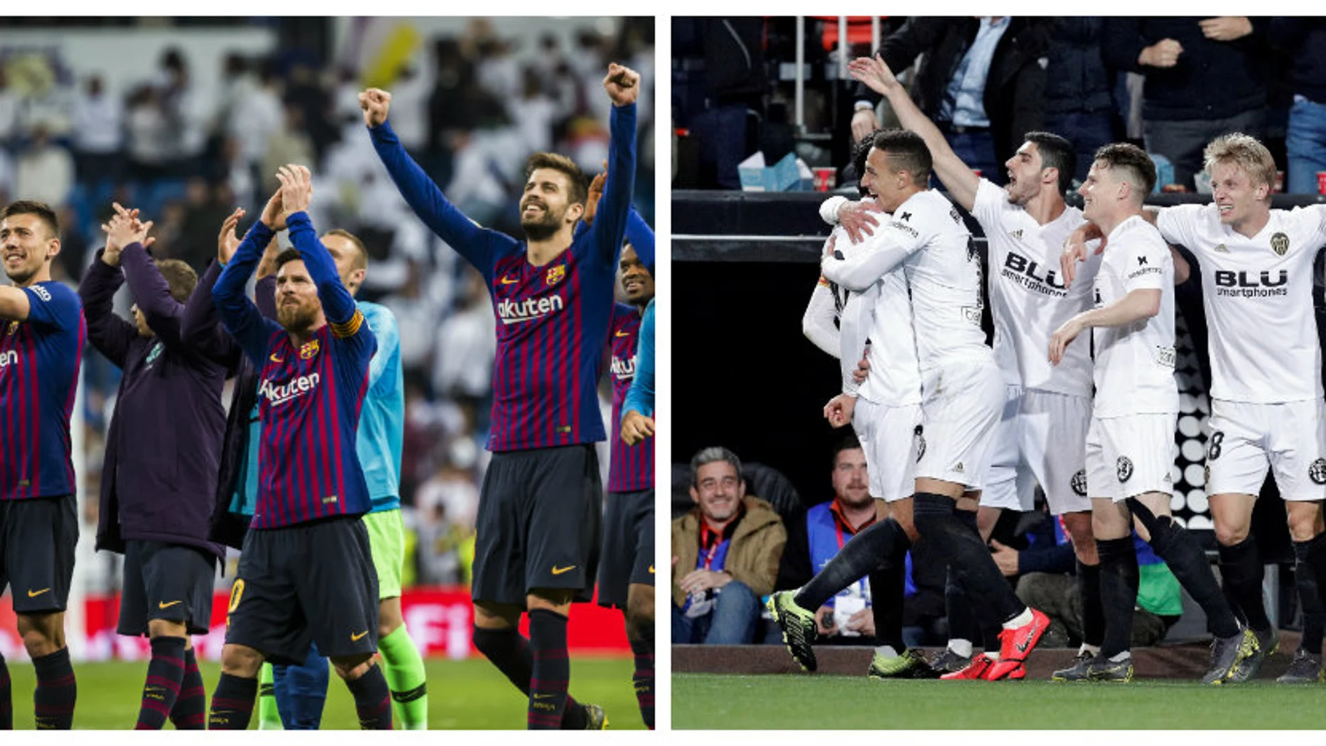 Barcelona y Valencia respectivamente celebran su pase a la final de la Copa del Rey