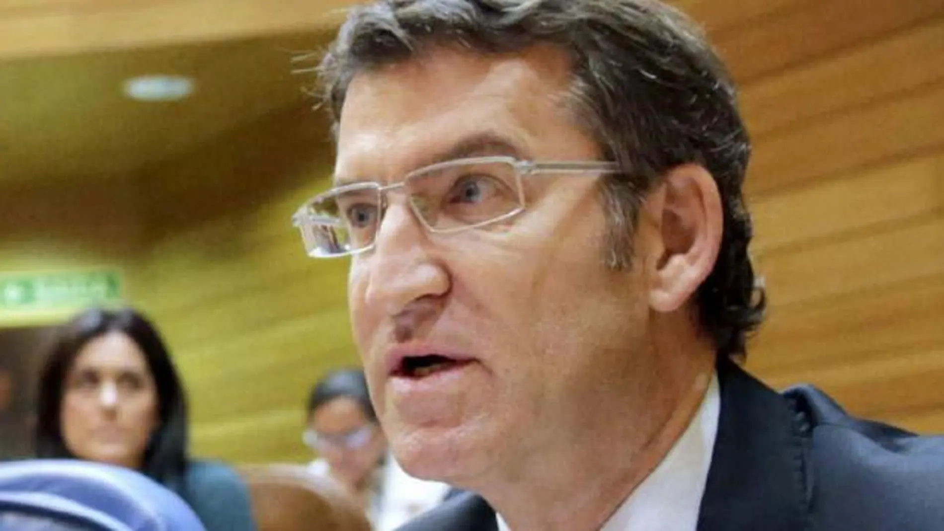 El presidente de la Xunta, Alberto Núñez Feijóo, al comienzo del debate sobre la autonomía, esta mañana en el pleno del Parlamento de Galicia